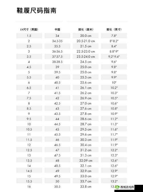 欧洲尺码、日本尺码、美国尺码及欧洲LV尺码对照表：全球购物必备指南